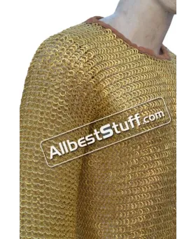 Medieval Chain Mail Made from Flat Riveted Brass Chest 44